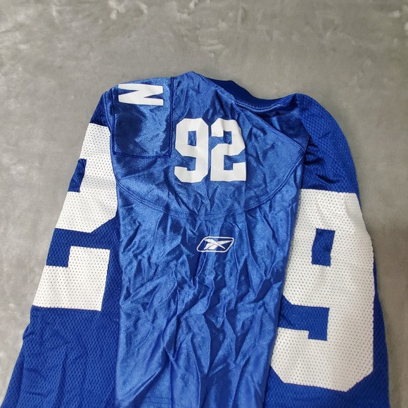 Reebok Michael Strahan New York Giants Jersey 92 Mens Medium Blue NFL Equipment - Picture 10 of 10